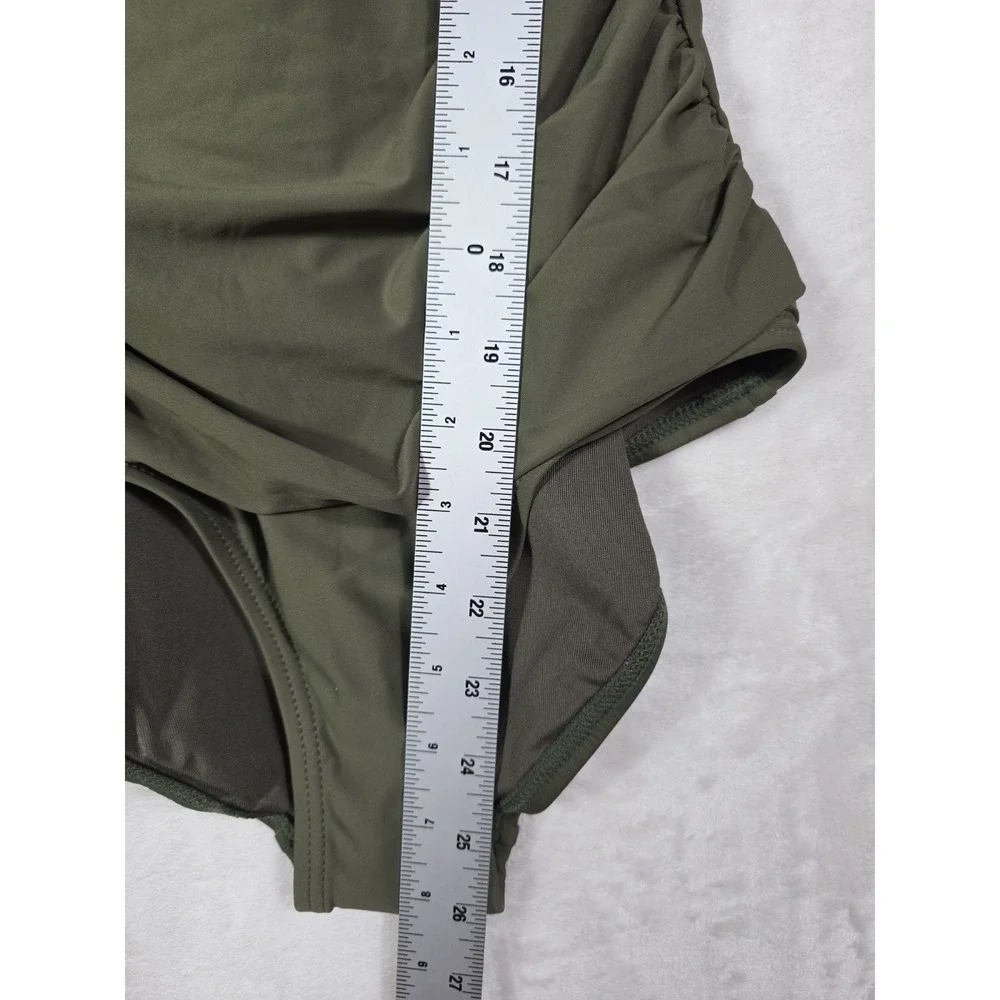 DKNY One Piece Swimsuit Women's Size S Olive Green Ruffle Tummy Control NWT $79 - Picture 10 of 10